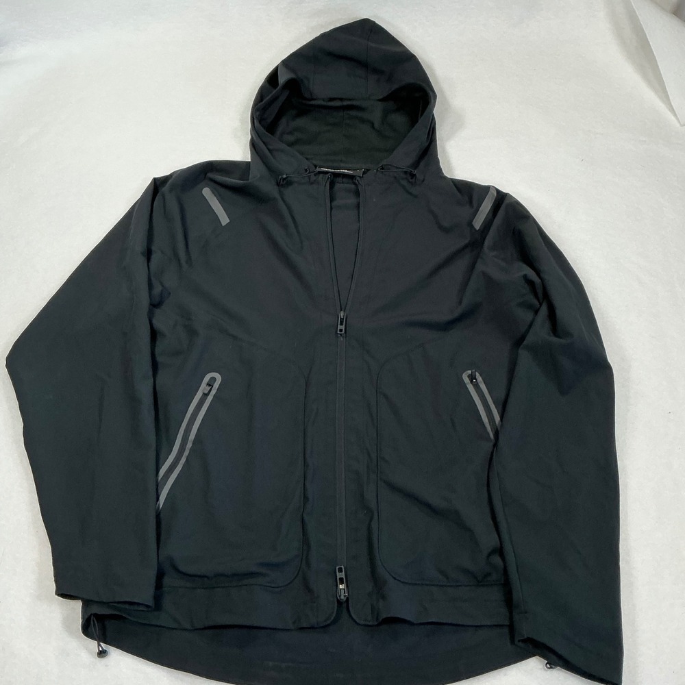 Under Armour Mens Black Full Zip Hooded Windbreaker Jacket Large Loose Fit